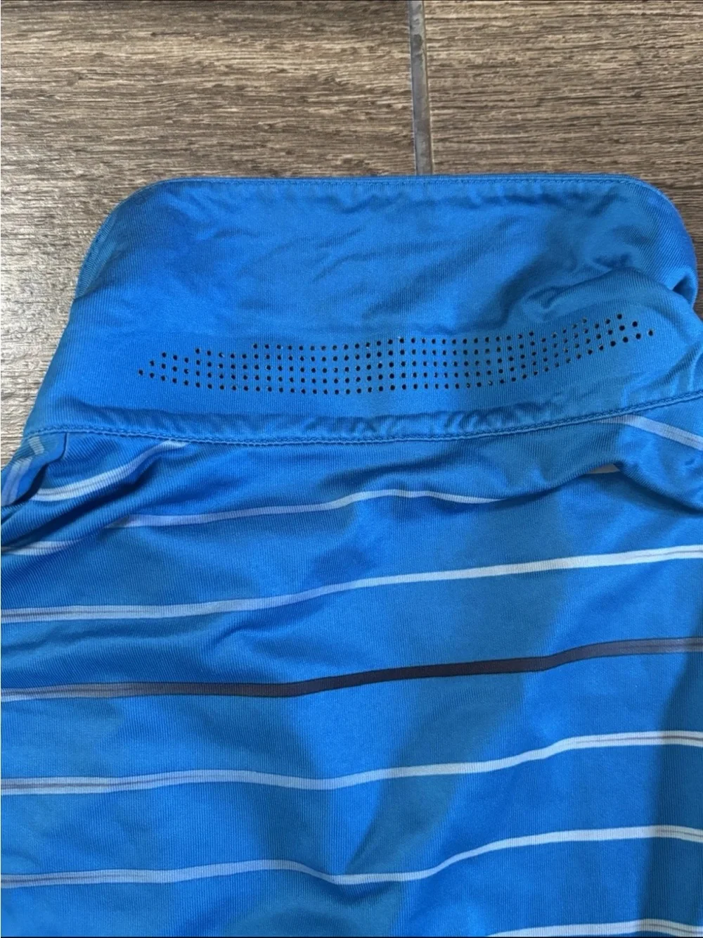 Nike Tiger Woods Dri-FIT Polo Small Blue Striped Pebble Beach Golf